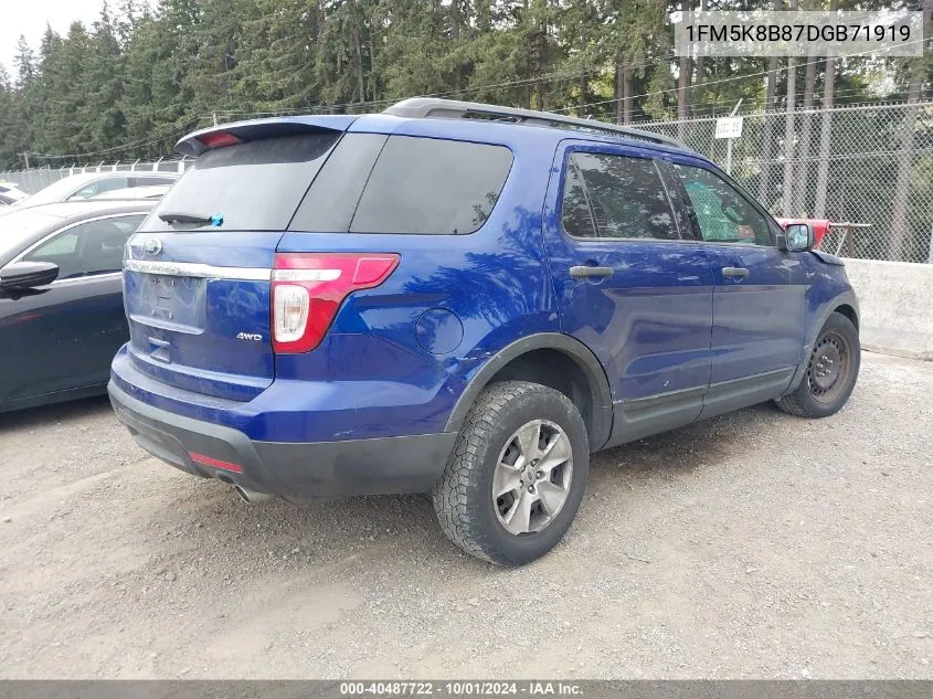 2013 Ford Explorer VIN: 1FM5K8B87DGB71919 Lot: 40487722