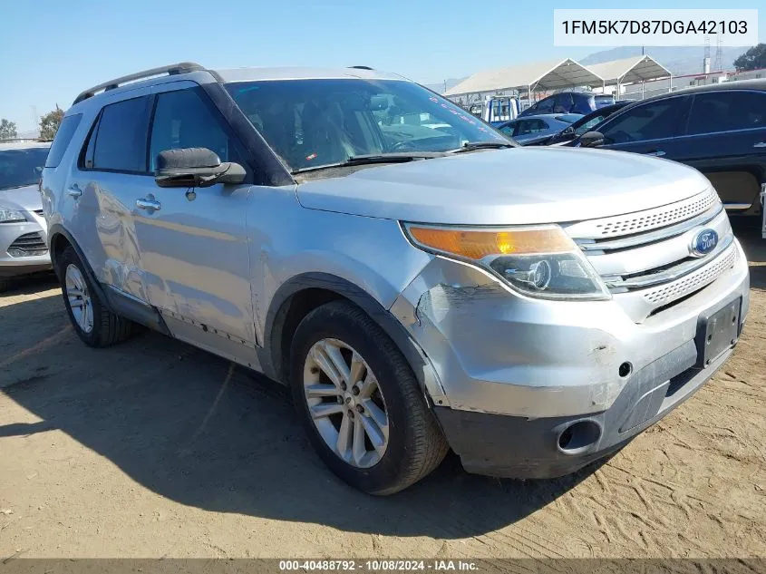 2013 Ford Explorer Xlt VIN: 1FM5K7D87DGA42103 Lot: 40488792