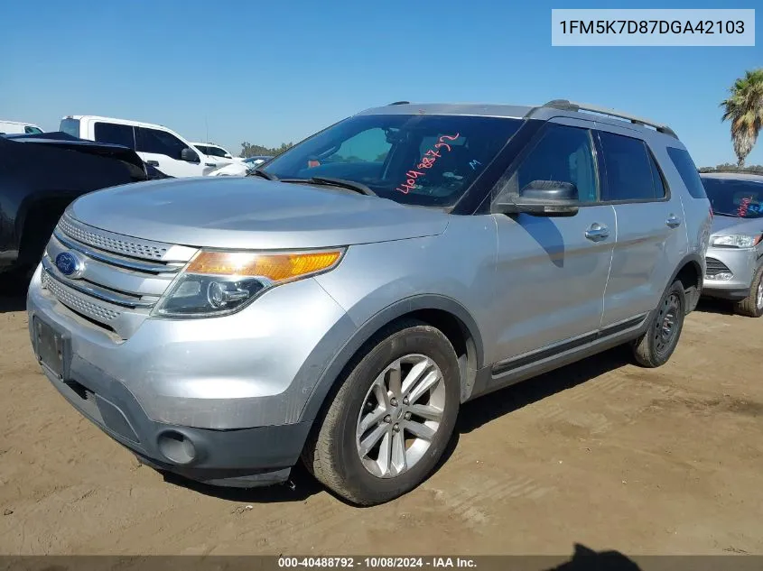 2013 Ford Explorer Xlt VIN: 1FM5K7D87DGA42103 Lot: 40488792