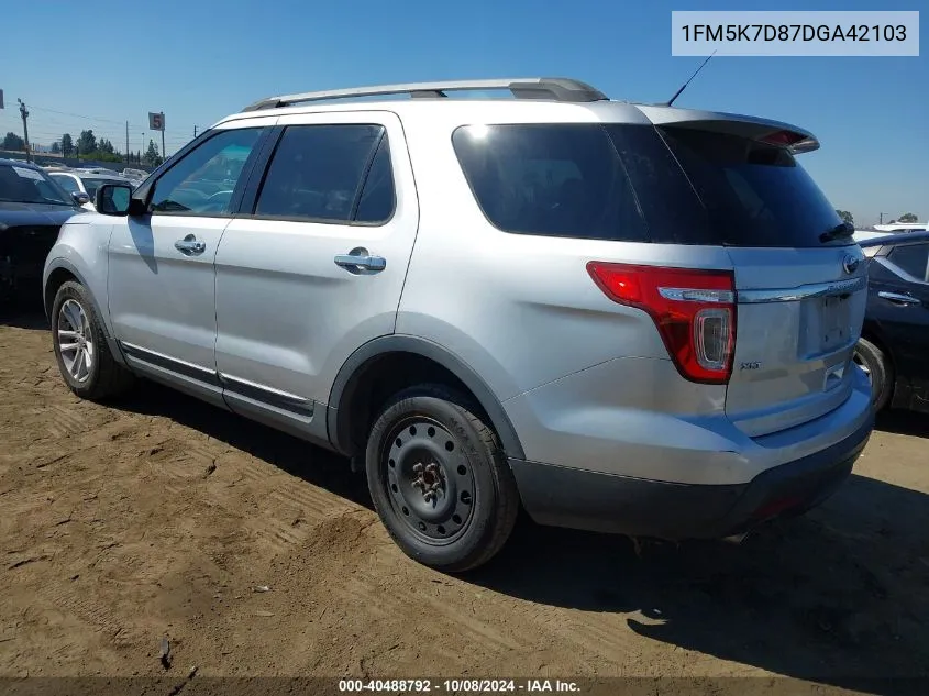 2013 Ford Explorer Xlt VIN: 1FM5K7D87DGA42103 Lot: 40488792