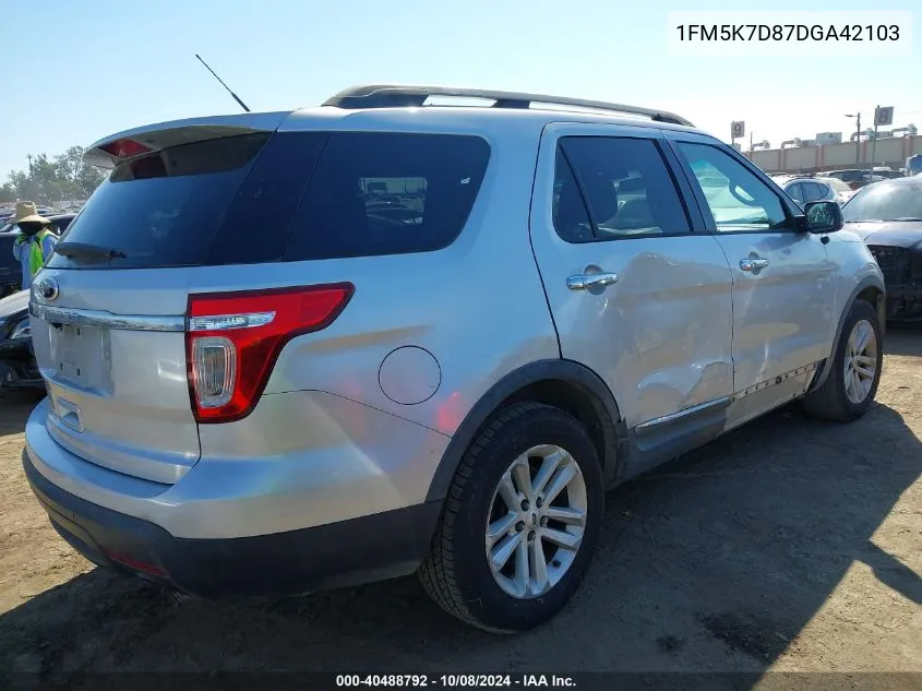 2013 Ford Explorer Xlt VIN: 1FM5K7D87DGA42103 Lot: 40488792