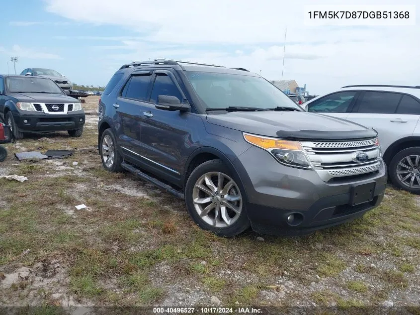 2013 Ford Explorer Xlt VIN: 1FM5K7D87DGB51368 Lot: 40496527