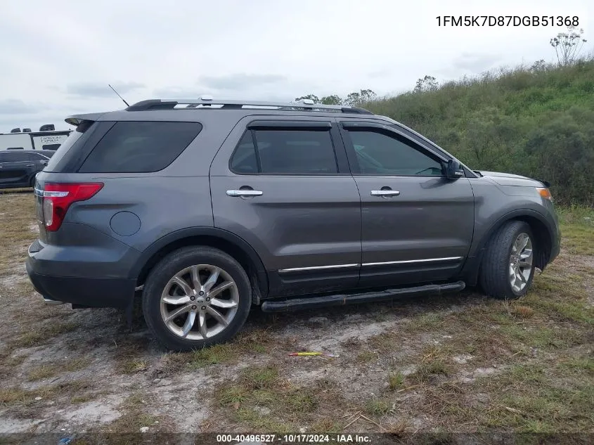 2013 Ford Explorer Xlt VIN: 1FM5K7D87DGB51368 Lot: 40496527