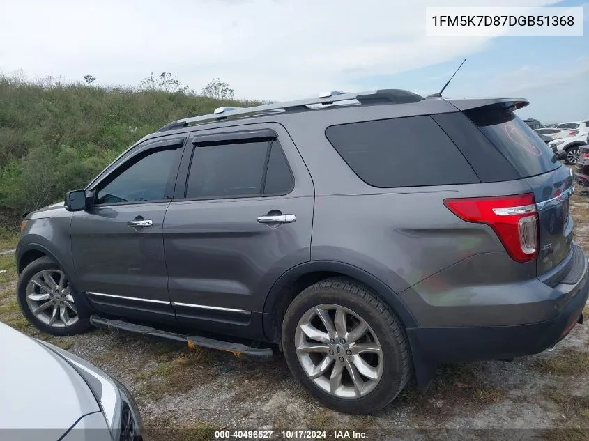 2013 Ford Explorer Xlt VIN: 1FM5K7D87DGB51368 Lot: 40496527