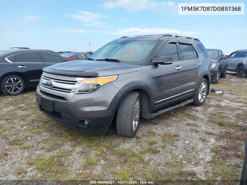 2013 Ford Explorer Xlt VIN: 1FM5K7D87DGB51368 Lot: 40496527