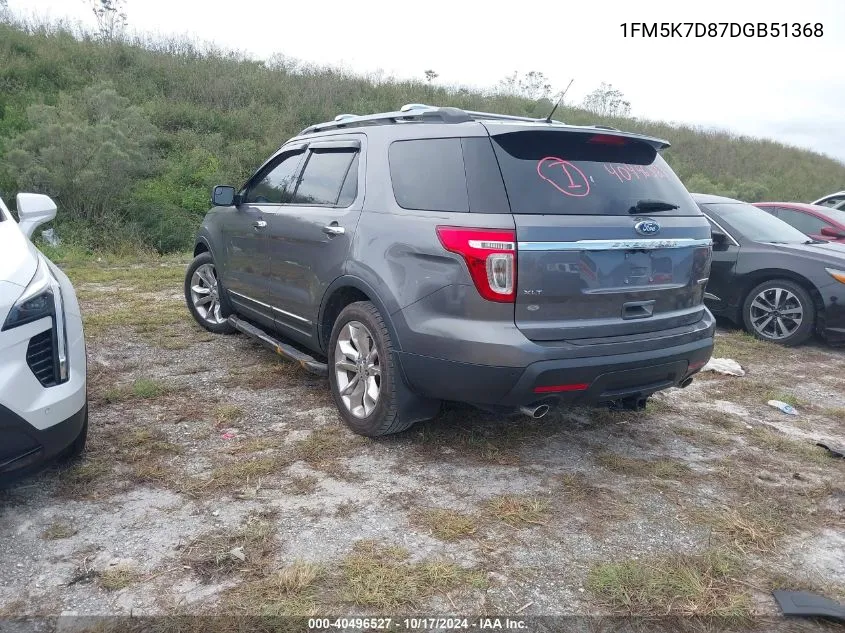 2013 Ford Explorer Xlt VIN: 1FM5K7D87DGB51368 Lot: 40496527