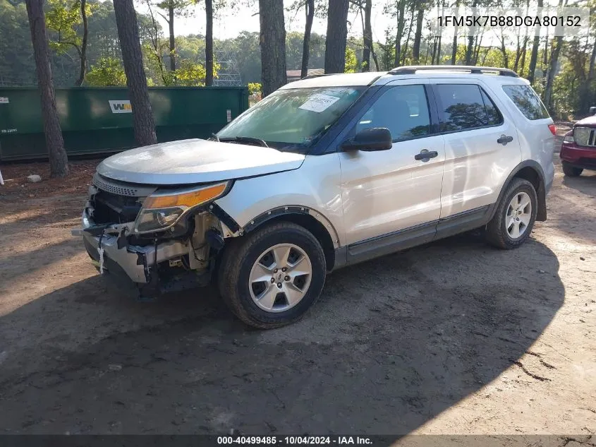 2013 Ford Explorer VIN: 1FM5K7B88DGA80152 Lot: 40499485