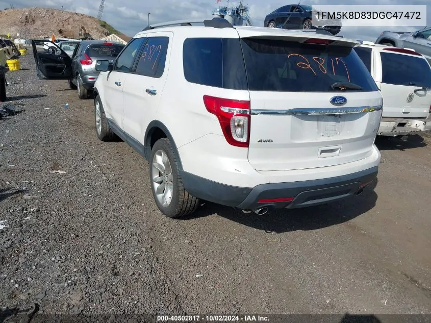 2013 Ford Explorer Xlt VIN: 1FM5K8D83DGC47472 Lot: 40502817