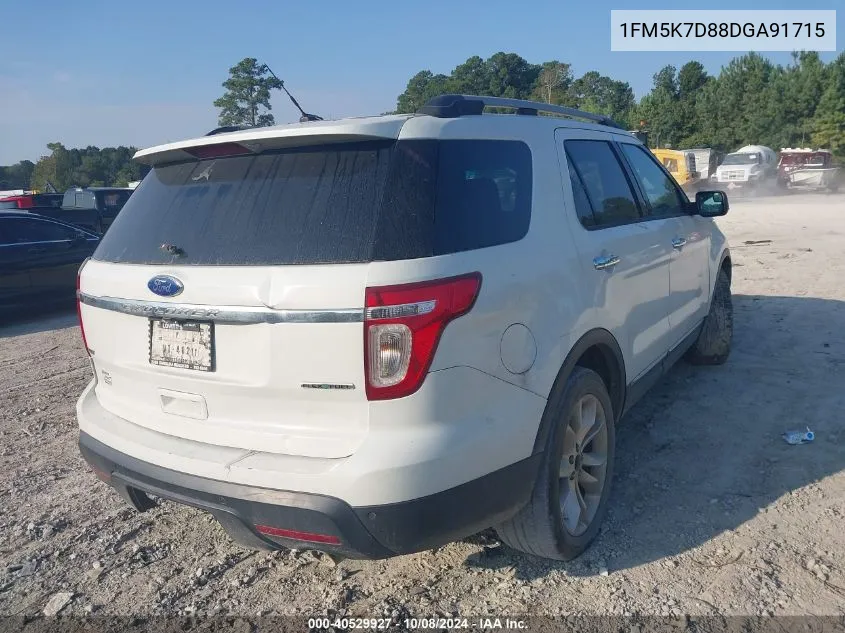 2013 Ford Explorer Xlt VIN: 1FM5K7D88DGA91715 Lot: 40529927