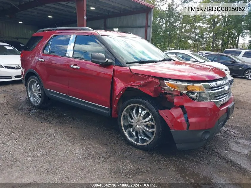 2013 Ford Explorer VIN: 1FM5K7B83DGB25062 Lot: 40542110