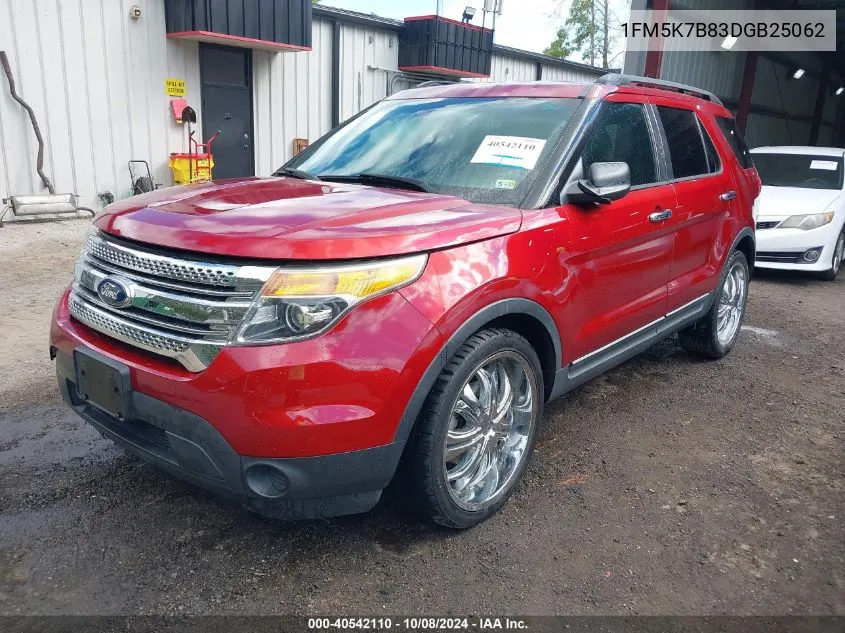 2013 Ford Explorer VIN: 1FM5K7B83DGB25062 Lot: 40542110