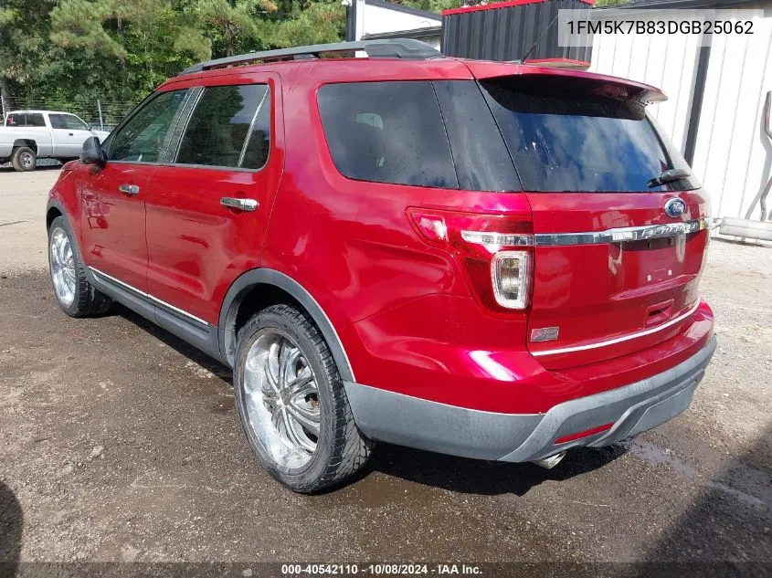 2013 Ford Explorer VIN: 1FM5K7B83DGB25062 Lot: 40542110