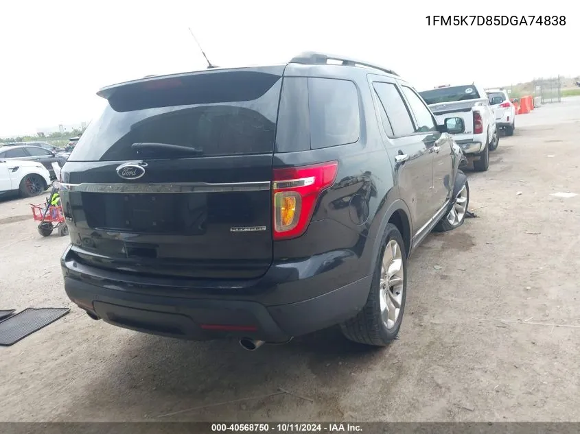 2013 Ford Explorer Xlt VIN: 1FM5K7D85DGA74838 Lot: 40568750