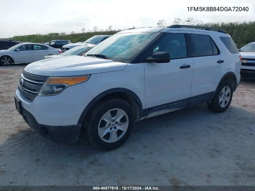 2013 Ford Explorer VIN: 1FM5K8B84DGA72040 Lot: 40577818