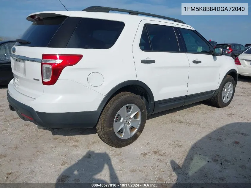 2013 Ford Explorer VIN: 1FM5K8B84DGA72040 Lot: 40577818