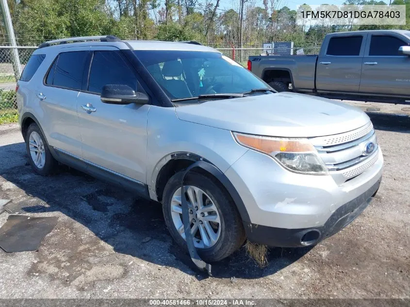 2013 Ford Explorer Xlt VIN: 1FM5K7D81DGA78403 Lot: 40581466