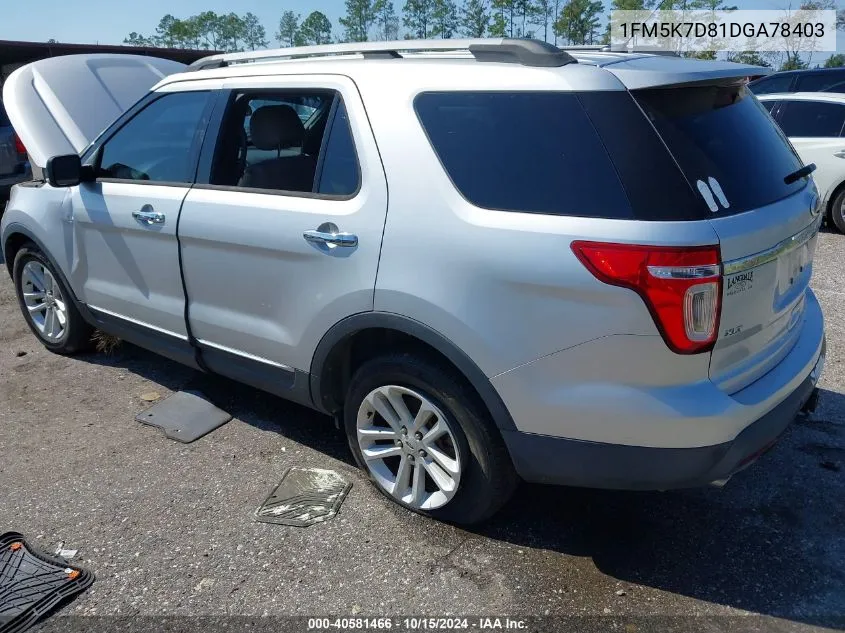 2013 Ford Explorer Xlt VIN: 1FM5K7D81DGA78403 Lot: 40581466