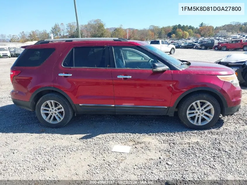 2013 Ford Explorer Xlt VIN: 1FM5K8D81DGA27800 Lot: 40583187