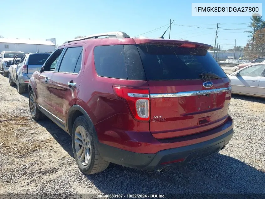 2013 Ford Explorer Xlt VIN: 1FM5K8D81DGA27800 Lot: 40583187