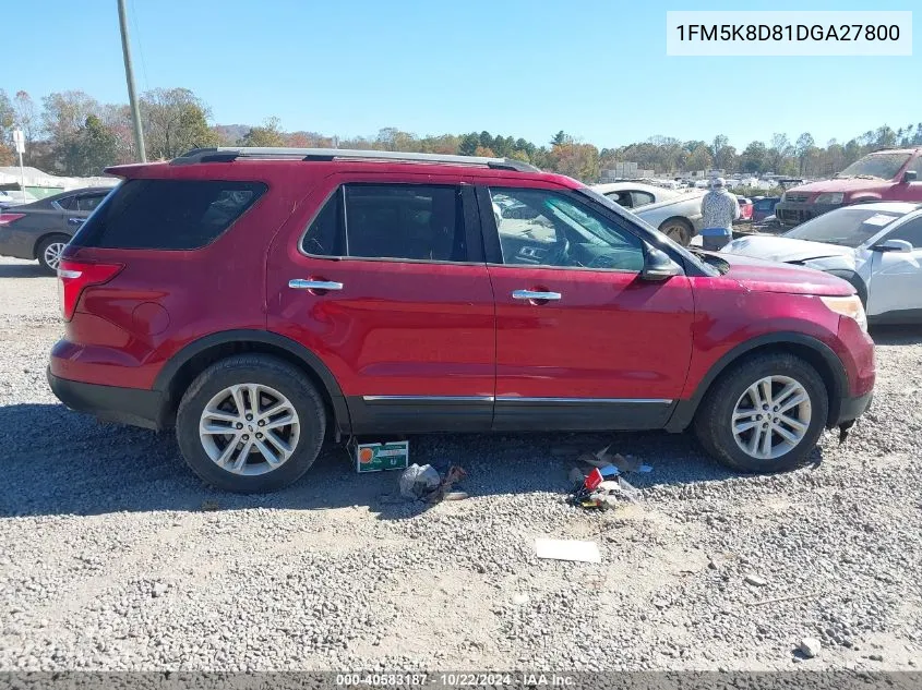 2013 Ford Explorer Xlt VIN: 1FM5K8D81DGA27800 Lot: 40583187