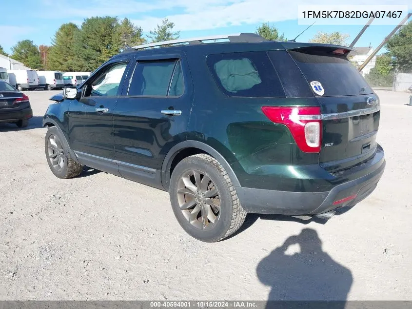 2013 Ford Explorer Xlt VIN: 1FM5K7D82DGA07467 Lot: 40594001