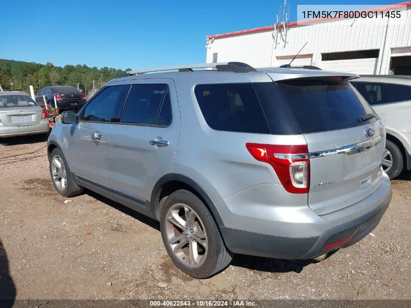 2013 Ford Explorer Limited VIN: 1FM5K7F80DGC11455 Lot: 40622543