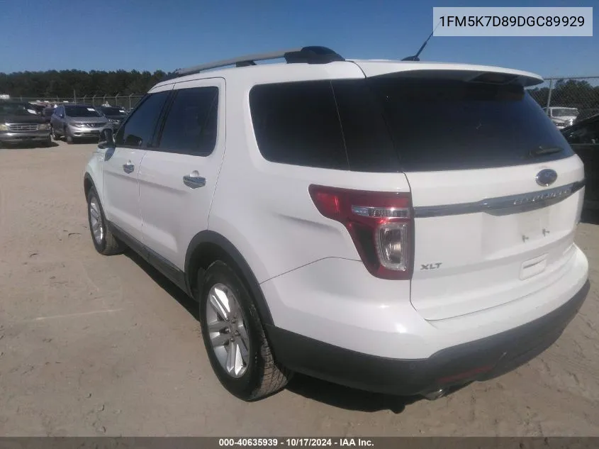 2013 Ford Explorer Xlt VIN: 1FM5K7D89DGC89929 Lot: 40635939