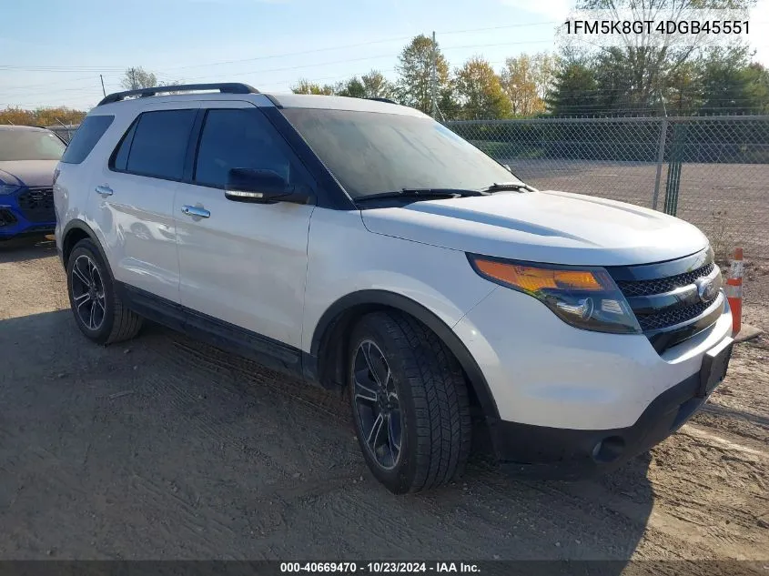 2013 Ford Explorer Sport VIN: 1FM5K8GT4DGB45551 Lot: 40669470