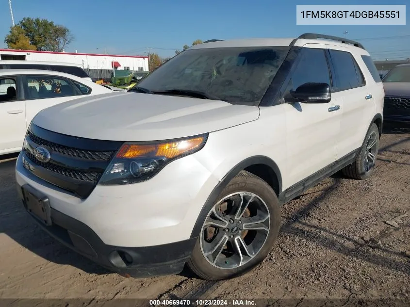 2013 Ford Explorer Sport VIN: 1FM5K8GT4DGB45551 Lot: 40669470