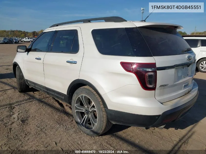 2013 Ford Explorer Sport VIN: 1FM5K8GT4DGB45551 Lot: 40669470