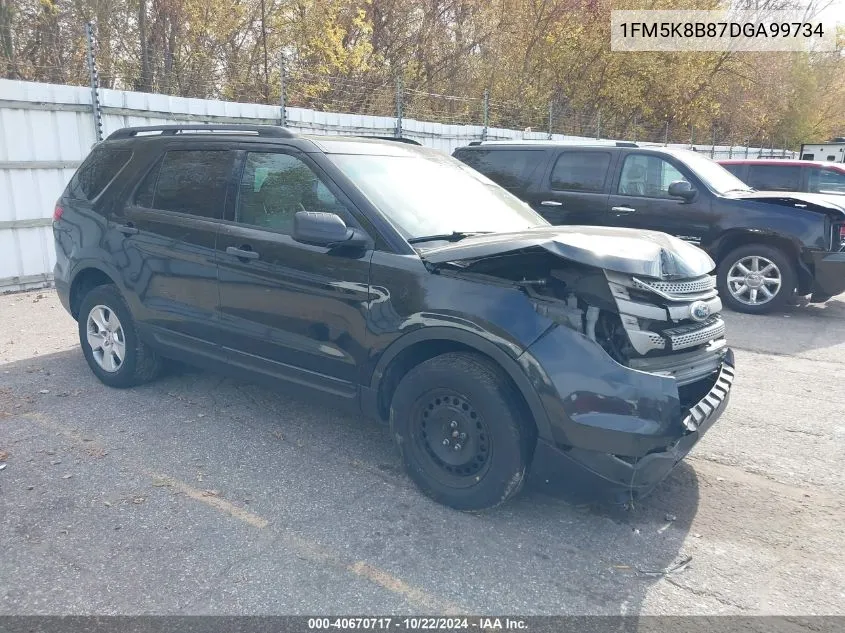 2013 Ford Explorer VIN: 1FM5K8B87DGA99734 Lot: 40670717