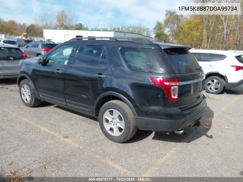 2013 Ford Explorer VIN: 1FM5K8B87DGA99734 Lot: 40670717