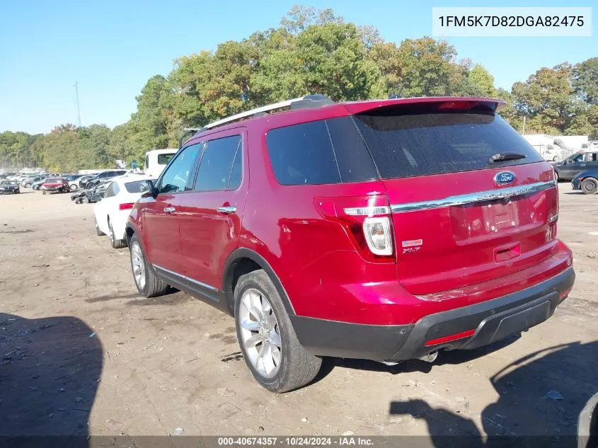 2013 Ford Explorer Xlt VIN: 1FM5K7D82DGA82475 Lot: 40674357