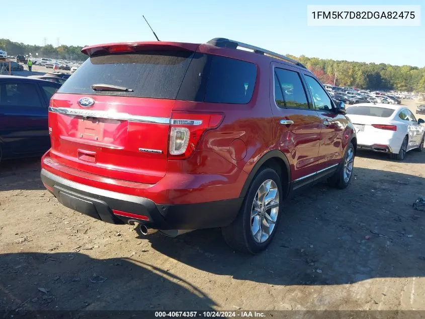 2013 Ford Explorer Xlt VIN: 1FM5K7D82DGA82475 Lot: 40674357