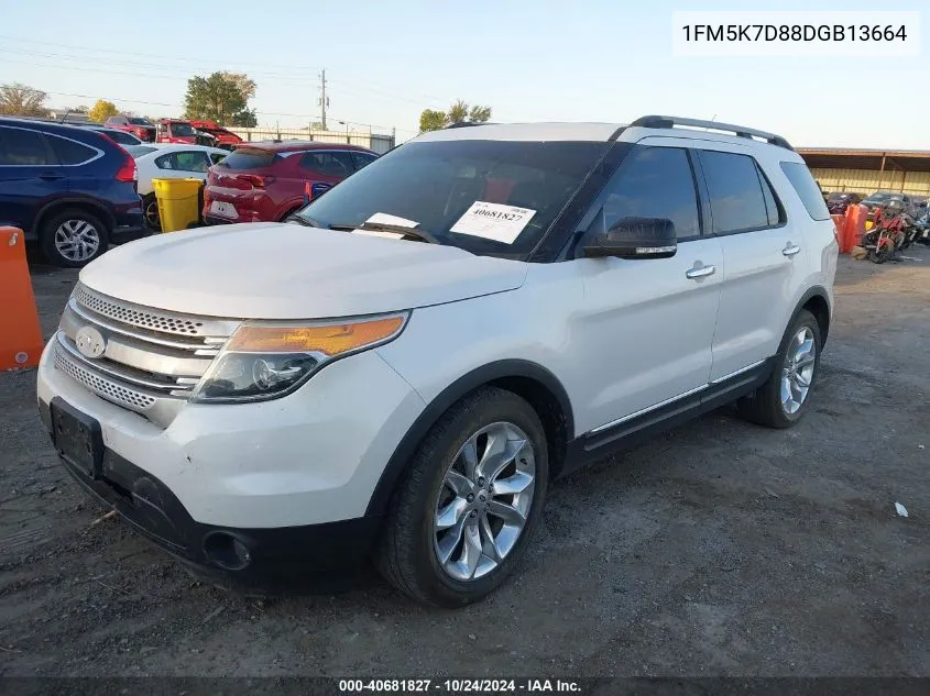 2013 Ford Explorer Xlt VIN: 1FM5K7D88DGB13664 Lot: 40681827