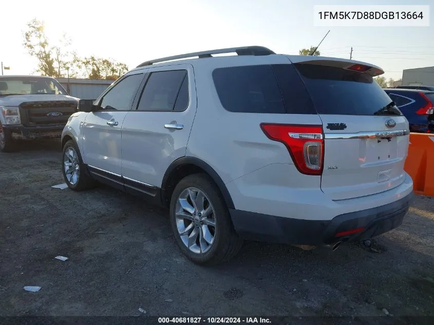 2013 Ford Explorer Xlt VIN: 1FM5K7D88DGB13664 Lot: 40681827