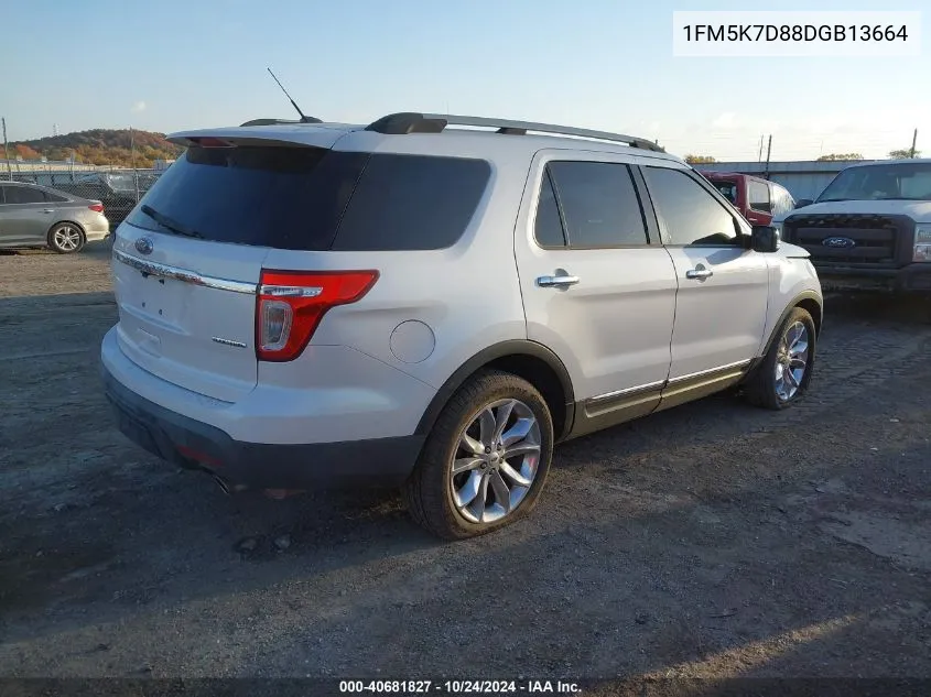 2013 Ford Explorer Xlt VIN: 1FM5K7D88DGB13664 Lot: 40681827