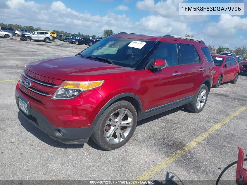 2013 Ford Explorer Limited VIN: 1FM5K8F83DGA79796 Lot: 40712387