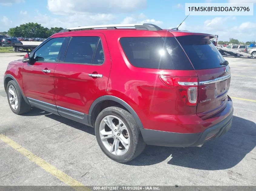 2013 Ford Explorer Limited VIN: 1FM5K8F83DGA79796 Lot: 40712387