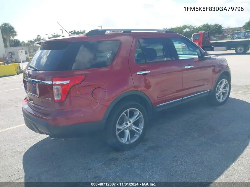 2013 Ford Explorer Limited VIN: 1FM5K8F83DGA79796 Lot: 40712387