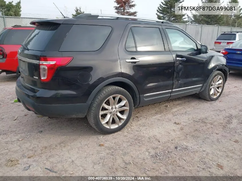 2013 Ford Explorer Limited VIN: 1FM5K8F87DGA99081 Lot: 40736039