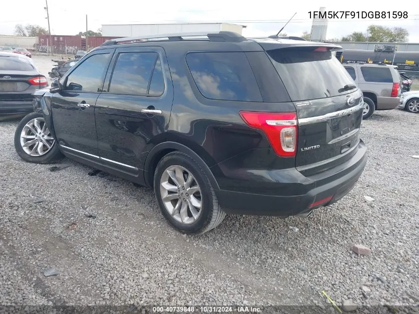 2013 Ford Explorer Limited VIN: 1FM5K7F91DGB81598 Lot: 40739848