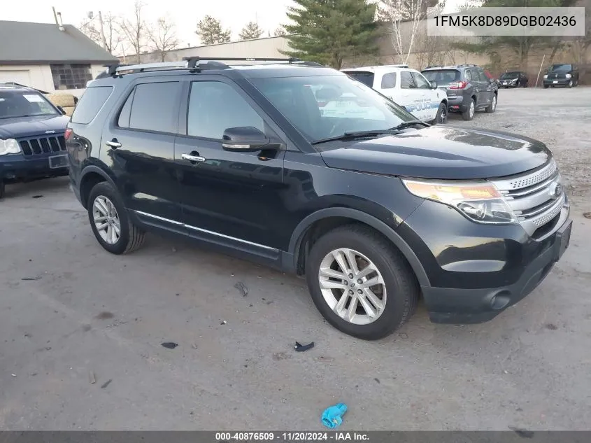 2013 Ford Explorer Xlt VIN: 1FM5K8D89DGB02436 Lot: 40876509