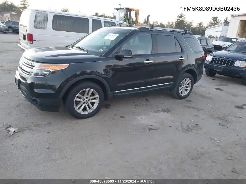 2013 Ford Explorer Xlt VIN: 1FM5K8D89DGB02436 Lot: 40876509