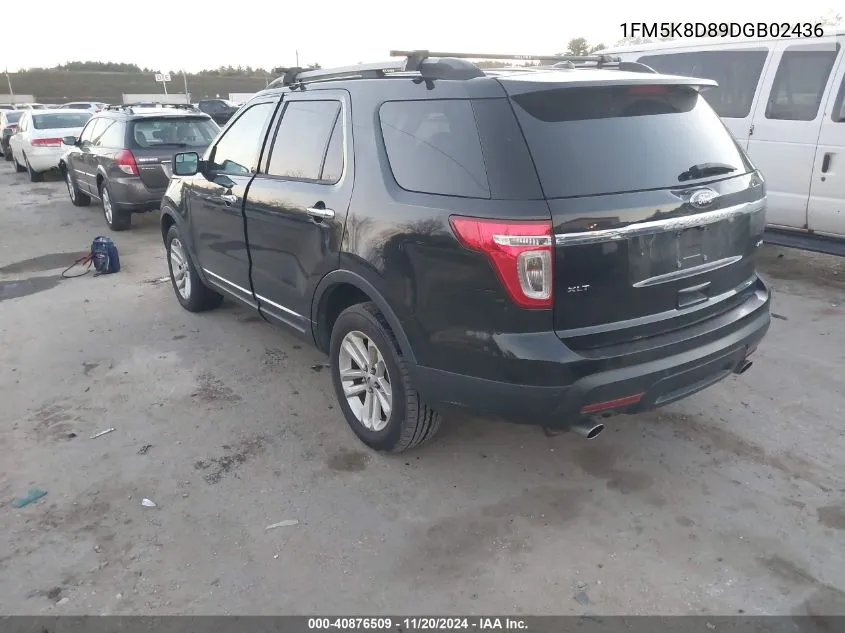 2013 Ford Explorer Xlt VIN: 1FM5K8D89DGB02436 Lot: 40876509