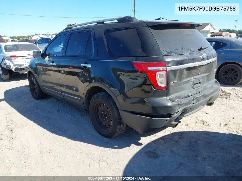 2013 Ford Explorer Limited VIN: 1FM5K7F90DGB75758 Lot: 40877269