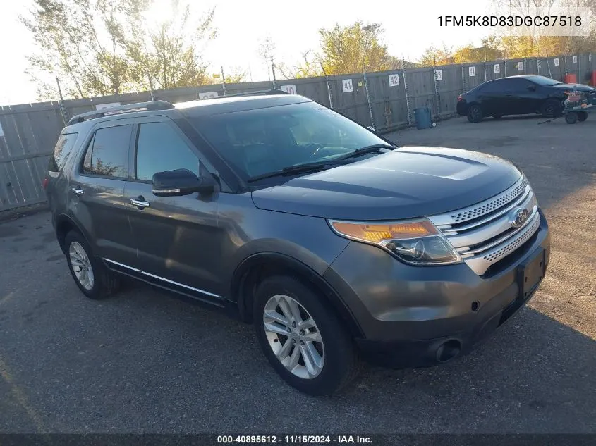 2013 Ford Explorer Xlt VIN: 1FM5K8D83DGC87518 Lot: 40895612