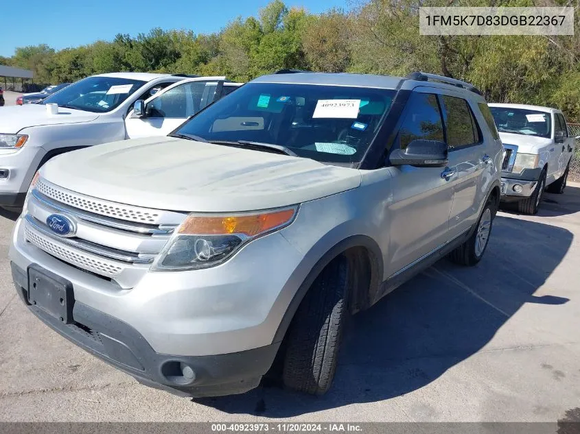 2013 Ford Explorer Xlt VIN: 1FM5K7D83DGB22367 Lot: 40923973