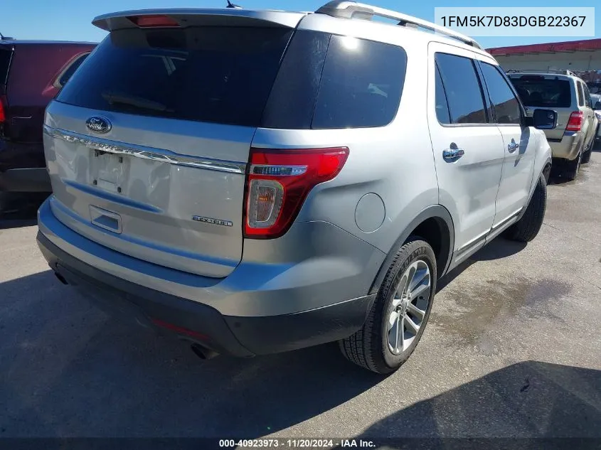 2013 Ford Explorer Xlt VIN: 1FM5K7D83DGB22367 Lot: 40923973