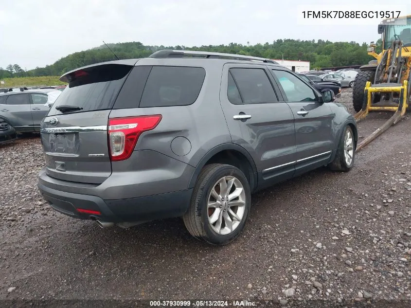 2014 Ford Explorer Xlt VIN: 1FM5K7D88EGC19517 Lot: 37930999